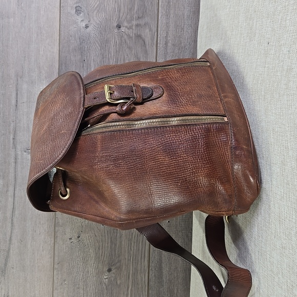 Bogner Brown Leather Backpack Travel Bag Handbag Tote - Picture 5 of 14